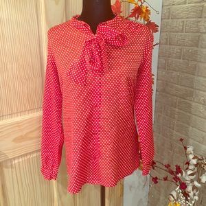 Vintage Red White Polka Dot Blouse Size 16